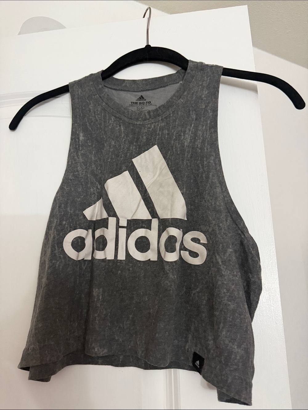 adidas Charcoal Grey Logo Crop Tank